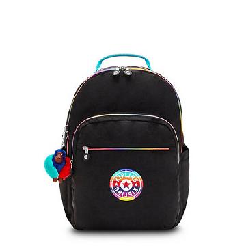 Kipling Seoul Large Fashion 15" Laptop Backpacks Truly Black Rainbow | CA 1831DF